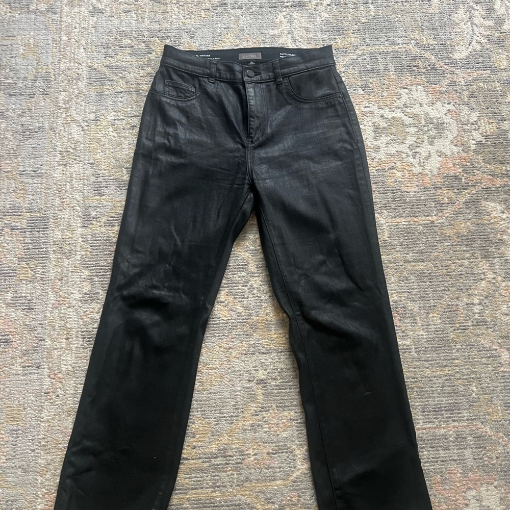 DL1961 Black Straight-Leg Coated Jeans